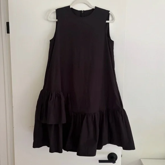 COS A Line Sleeveless Dress Black Ruffles Size S - Picture 3 of 5